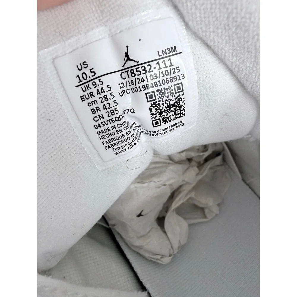 Air Jordan 3 Pure Money White Leather Size 10.5 CT8532-111 Mid Top Sneaker